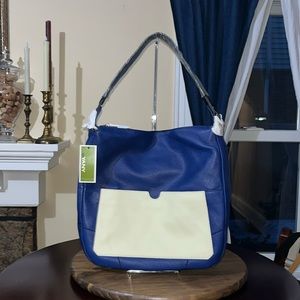 OrYANY Blue, Black, & White Large Hobo Leather Bag, Classic, Colorful NWT